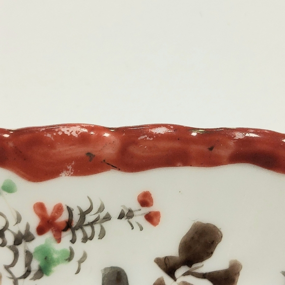 Vintage Japan Scalloped Hand Painted Square Floral Bowl Candy Trinket Dish 5" - Picture 8 of 13